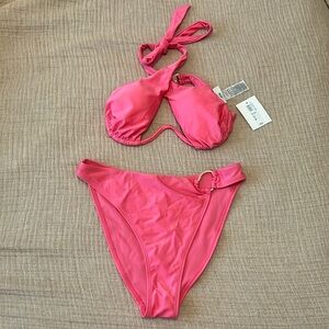 River Island Bright Pink Bikini Set High waisted small